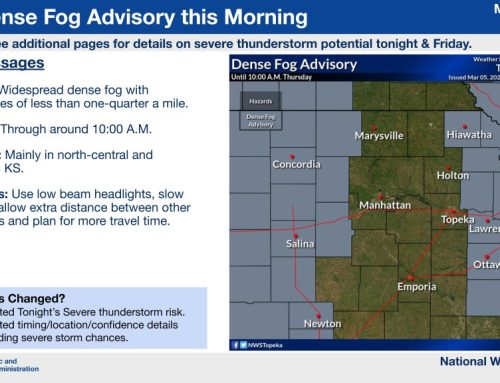 Dense Fog Advisory Issued; Severe Storms Possible Late Tonight and Friday
